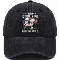 Too Cool For British Rule Washed Cotton Baseball Cap USA American Flag 4th of July