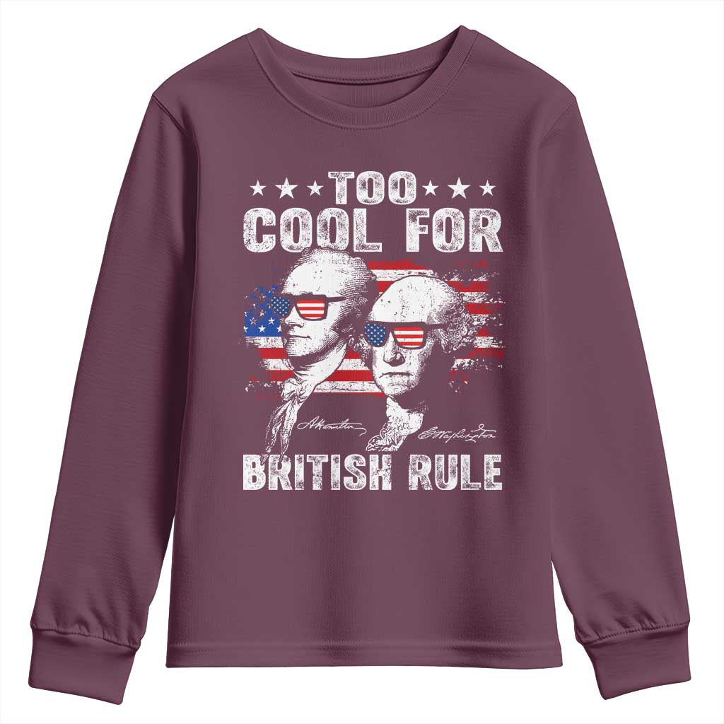 Too Cool For British Rule Youth Sweatshirt USA American Flag 4th of July - Wonder Print Shop