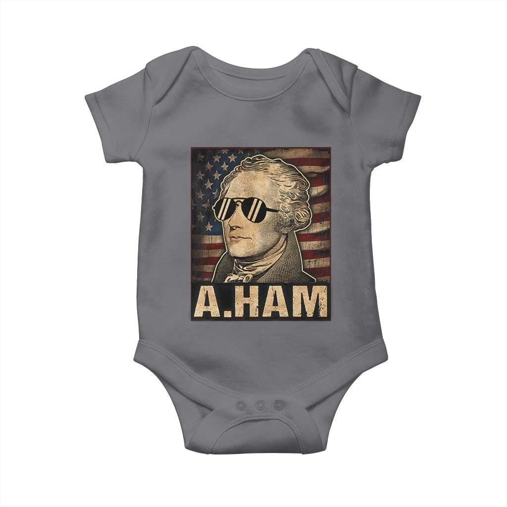 Alexander Hamilton Baby Onesie Vintage American Flag - Wonder Print Shop