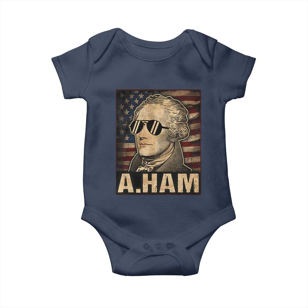 Alexander Hamilton Baby Onesie Vintage American Flag - Wonder Print Shop
