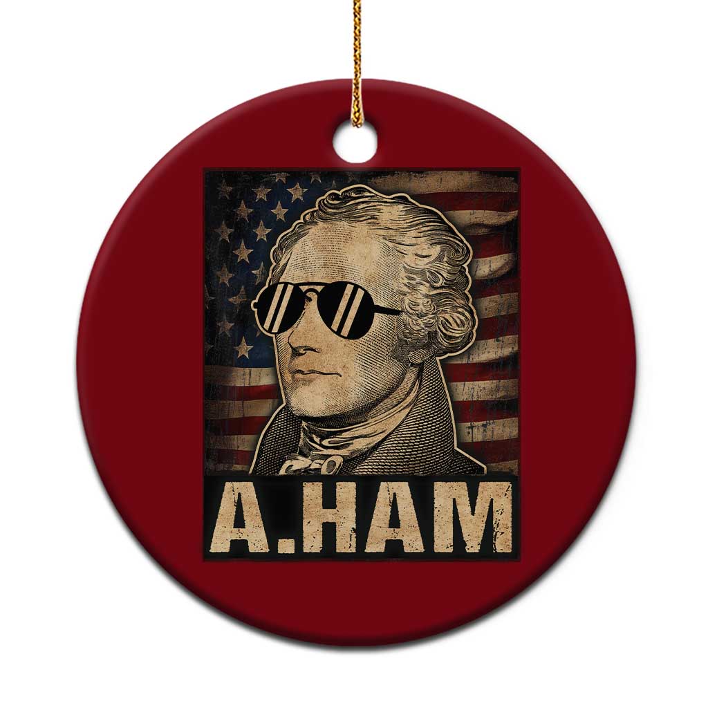 Alexander Hamilton Ceramic Ornament Vintage American Flag - Wonder Print Shop
