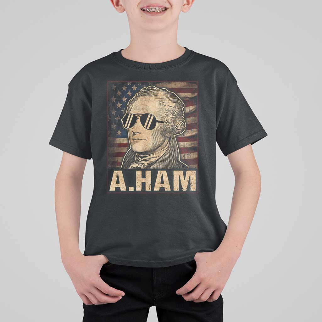 Alexander Hamilton T Shirt For Kid Vintage American Flag - Wonder Print Shop