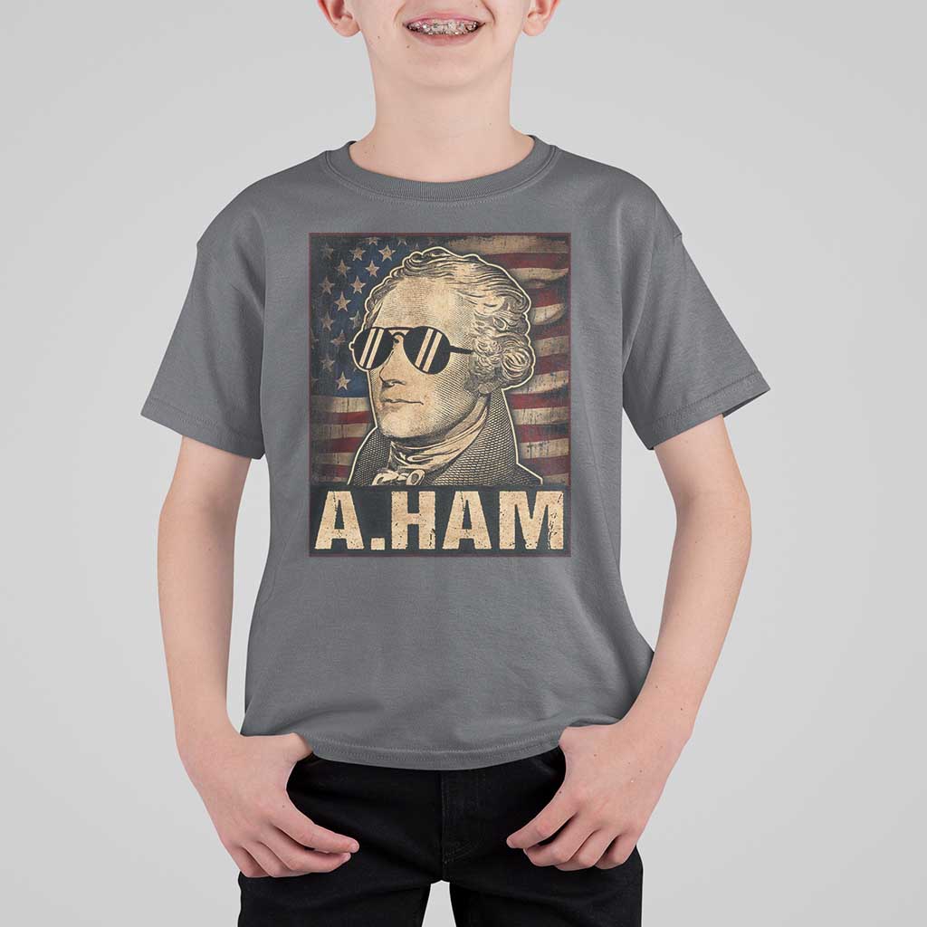 Alexander Hamilton T Shirt For Kid Vintage American Flag - Wonder Print Shop