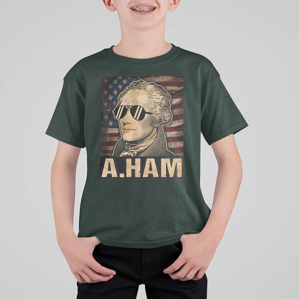 Alexander Hamilton T Shirt For Kid Vintage American Flag - Wonder Print Shop