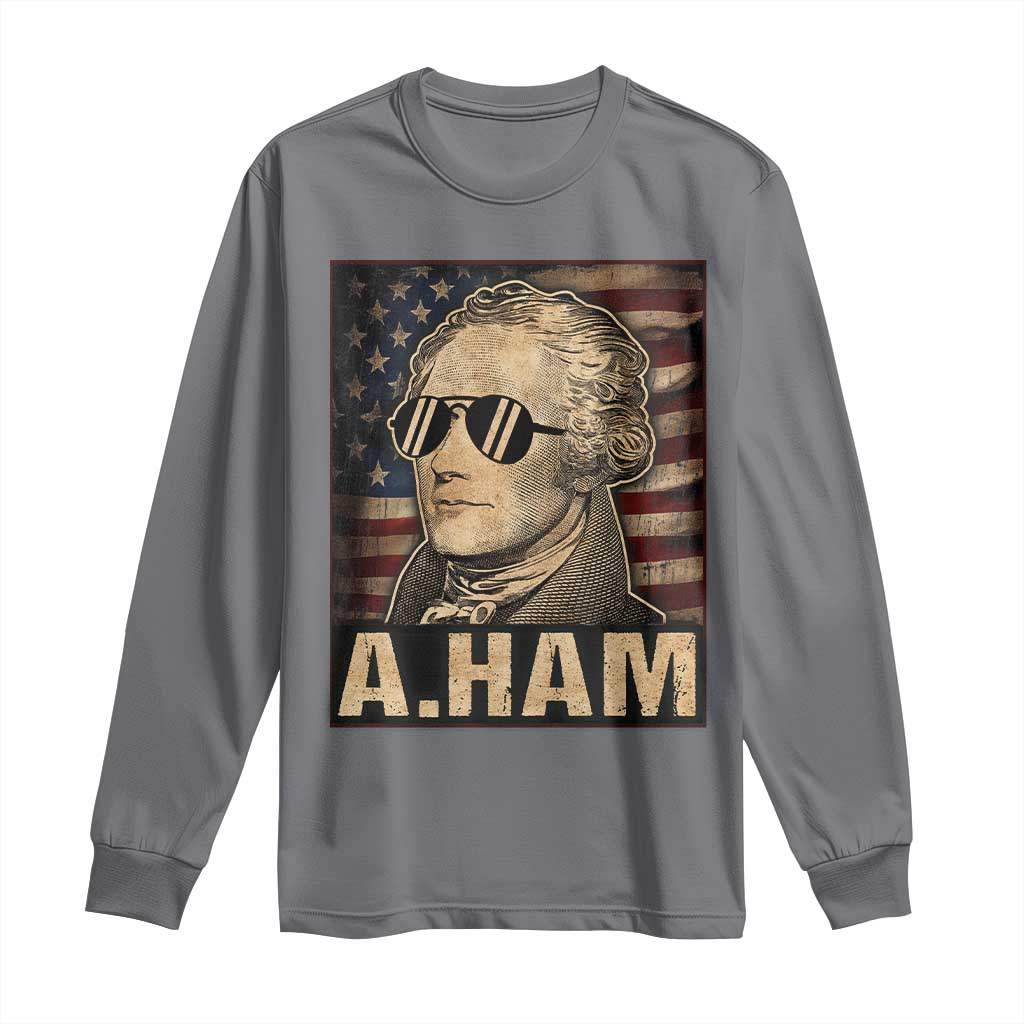 Alexander Hamilton Long Sleeve Shirt Vintage American Flag - Wonder Print Shop