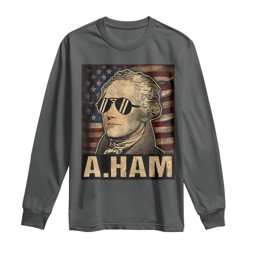 Alexander Hamilton Long Sleeve Shirt Vintage American Flag - Wonder Print Shop