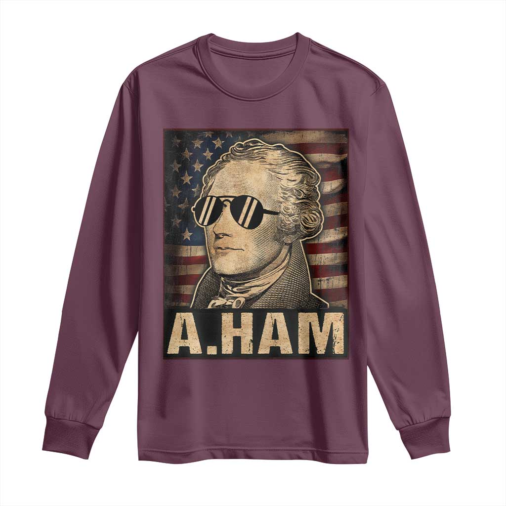 Alexander Hamilton Long Sleeve Shirt Vintage American Flag - Wonder Print Shop