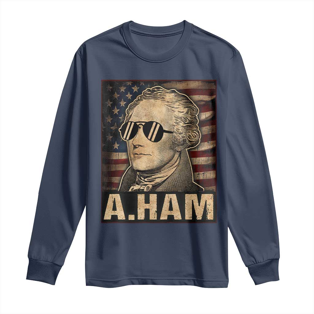Alexander Hamilton Long Sleeve Shirt Vintage American Flag - Wonder Print Shop