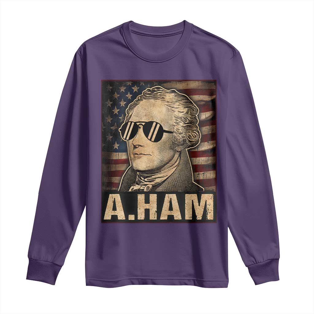 Alexander Hamilton Long Sleeve Shirt Vintage American Flag - Wonder Print Shop