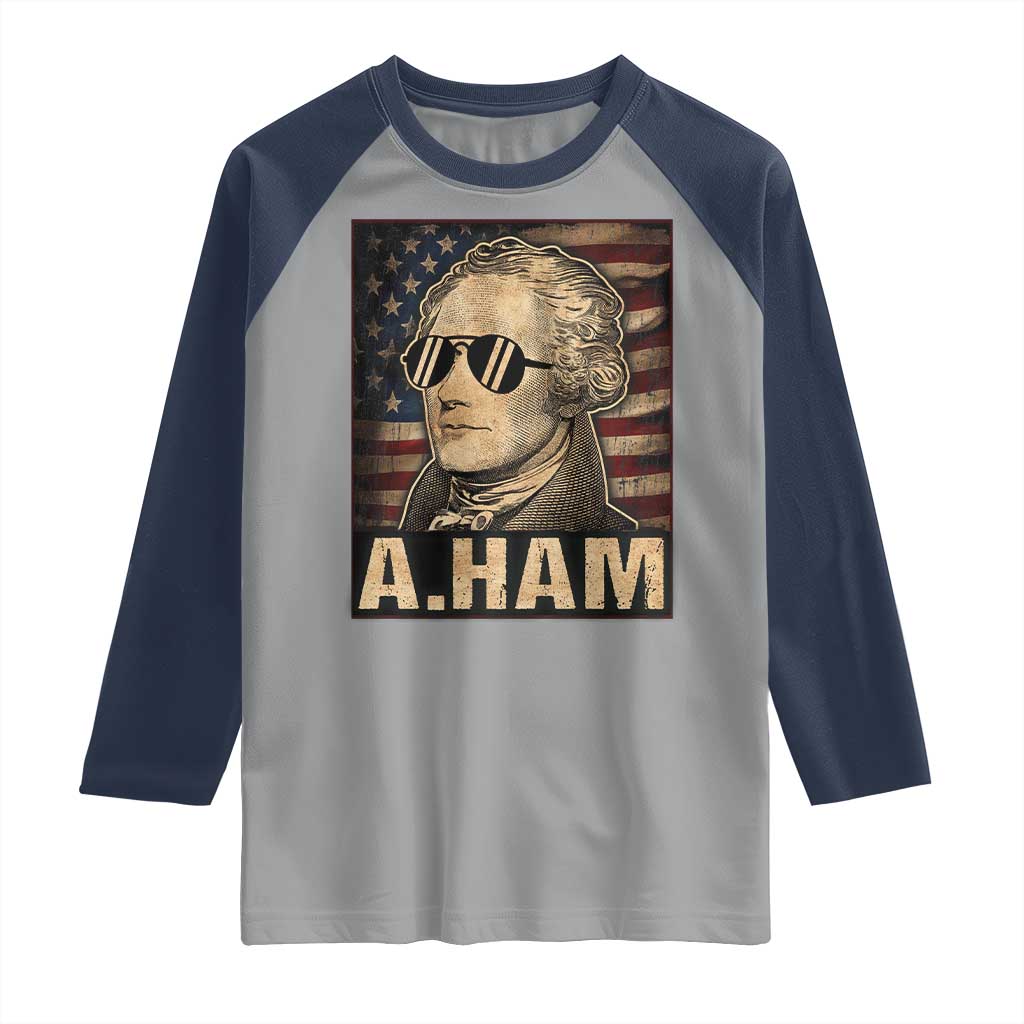 Alexander Hamilton Raglan Shirt Vintage American Flag - Wonder Print Shop