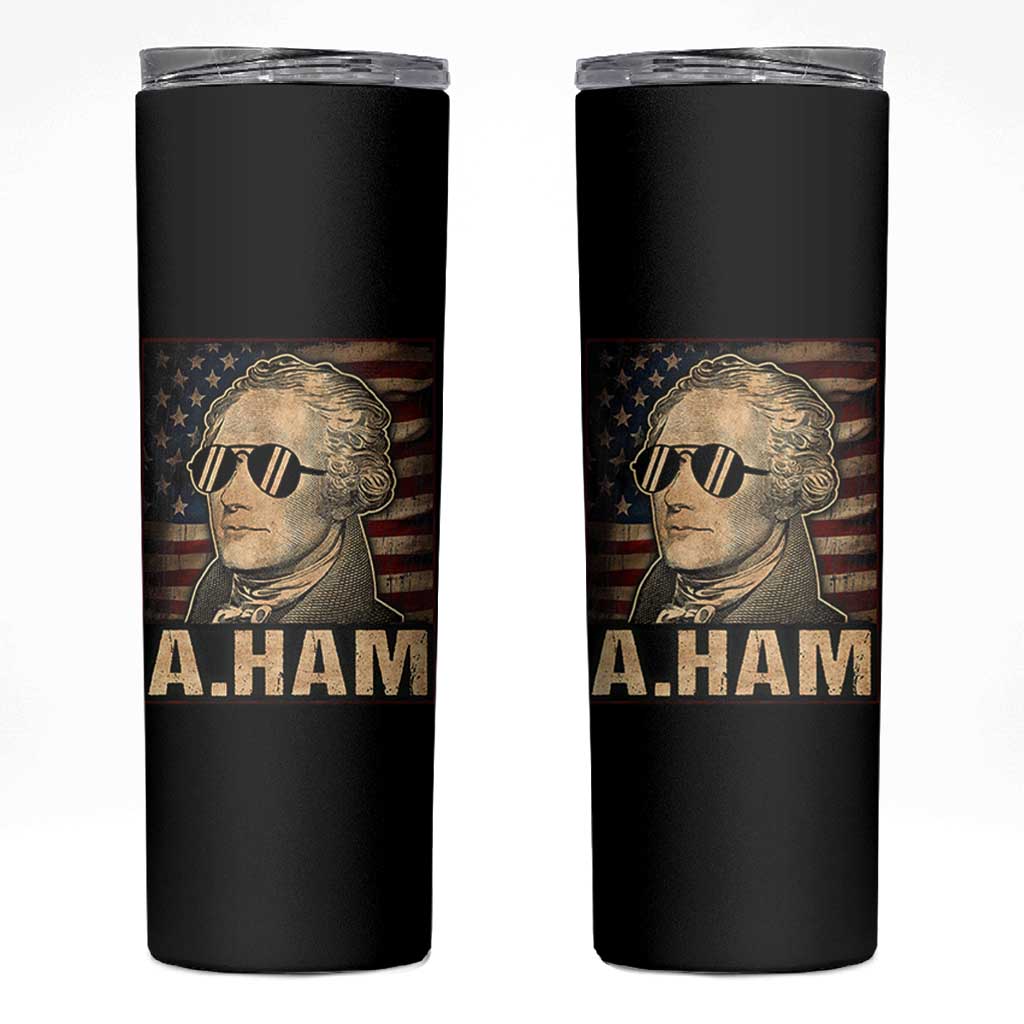 Alexander Hamilton Skinny Tumbler Vintage American Flag - Wonder Print Shop