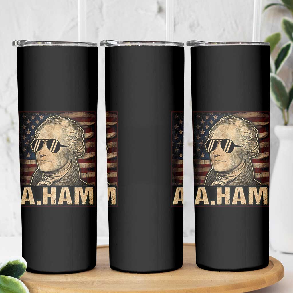 Alexander Hamilton Skinny Tumbler Vintage American Flag - Wonder Print Shop