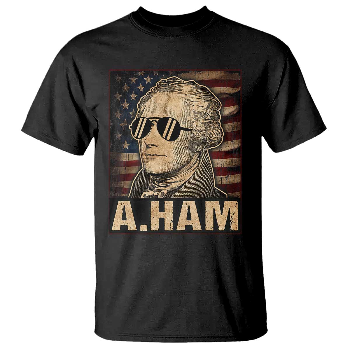 Alexander Hamilton T Shirt Vintage American Flag - Wonder Print Shop