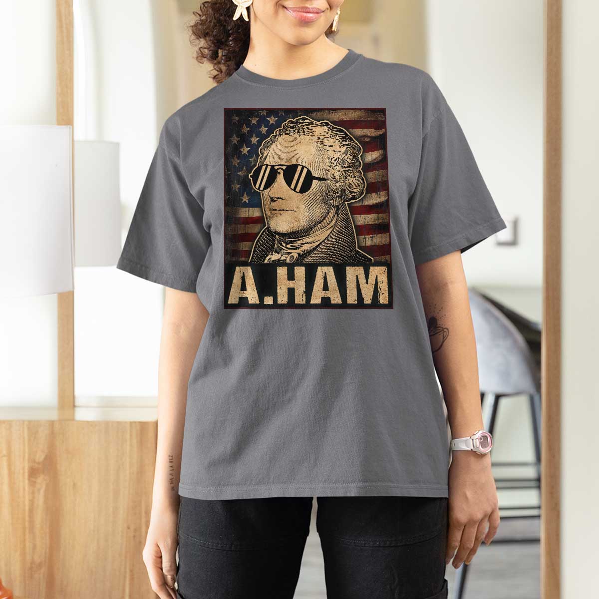 Alexander Hamilton T Shirt For Women Vintage American Flag - Wonder Print Shop