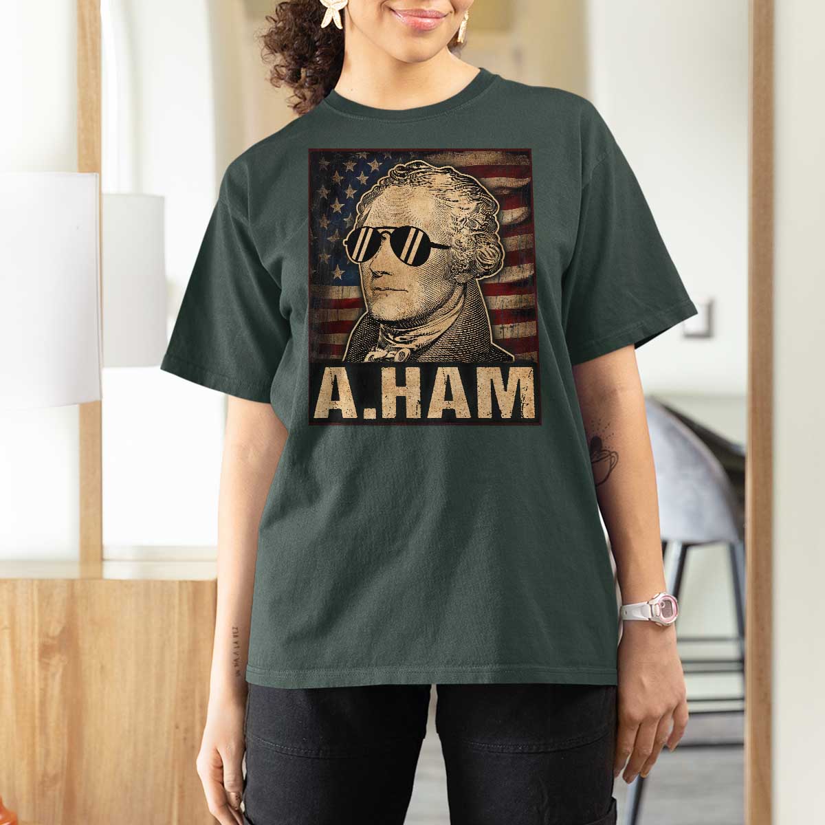 Alexander Hamilton T Shirt For Women Vintage American Flag - Wonder Print Shop