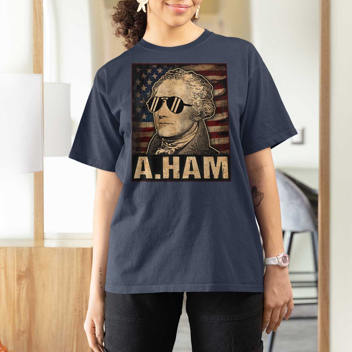 Alexander Hamilton T Shirt For Women Vintage American Flag - Wonder Print Shop