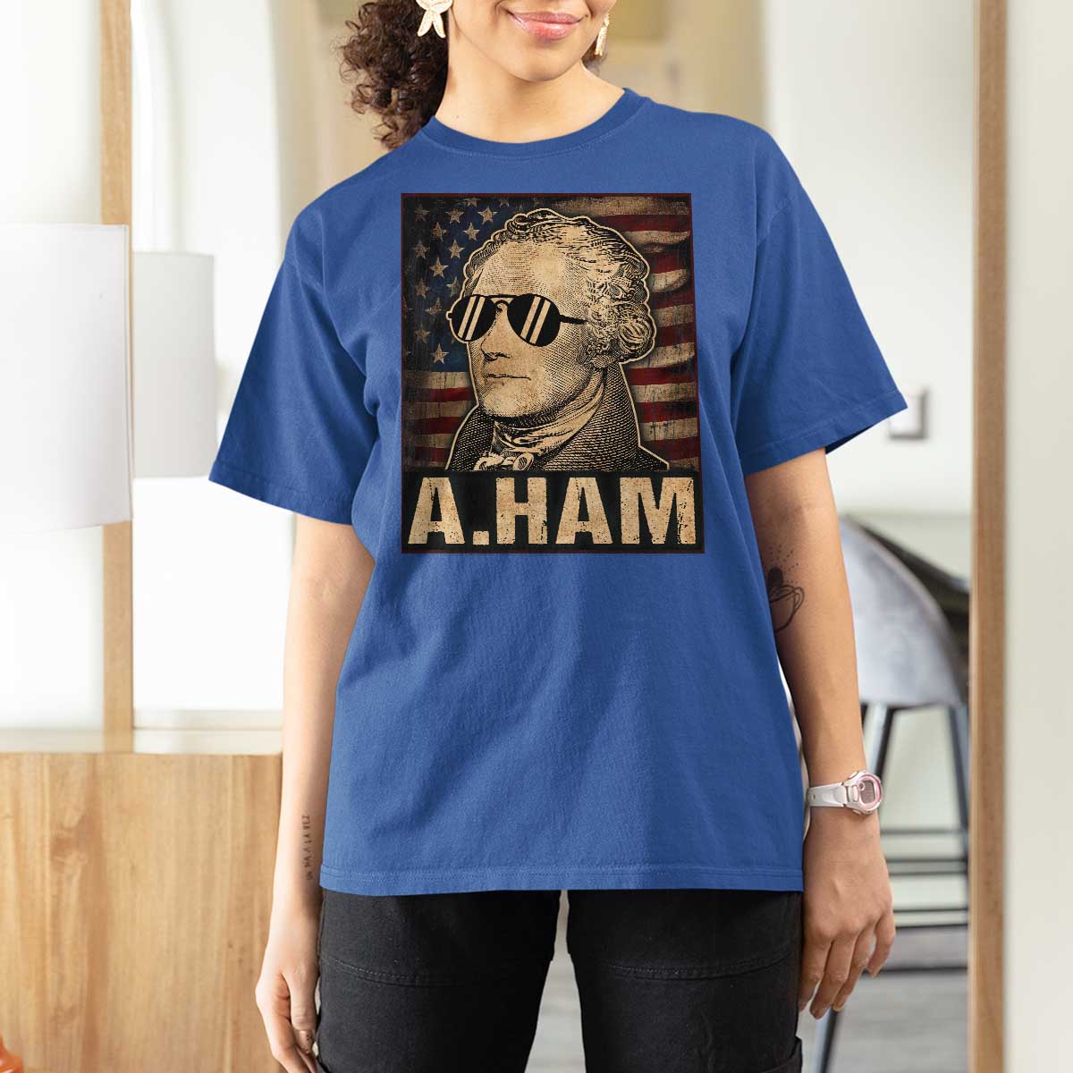Alexander Hamilton T Shirt For Women Vintage American Flag - Wonder Print Shop