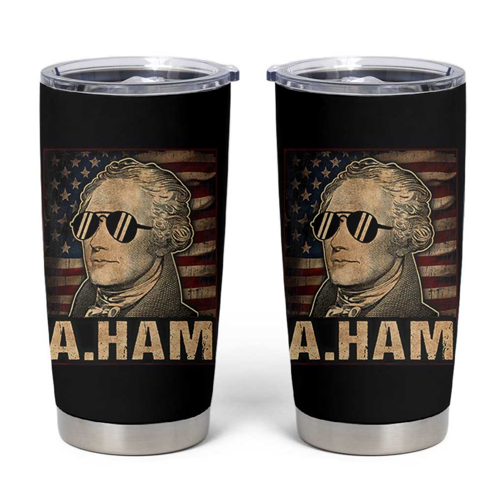 Alexander Hamilton Tumbler Cup Vintage American Flag - Wonder Print Shop