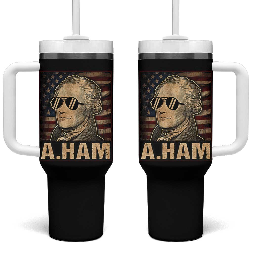 Alexander Hamilton Tumbler With Handle Vintage American Flag - Wonder Print Shop