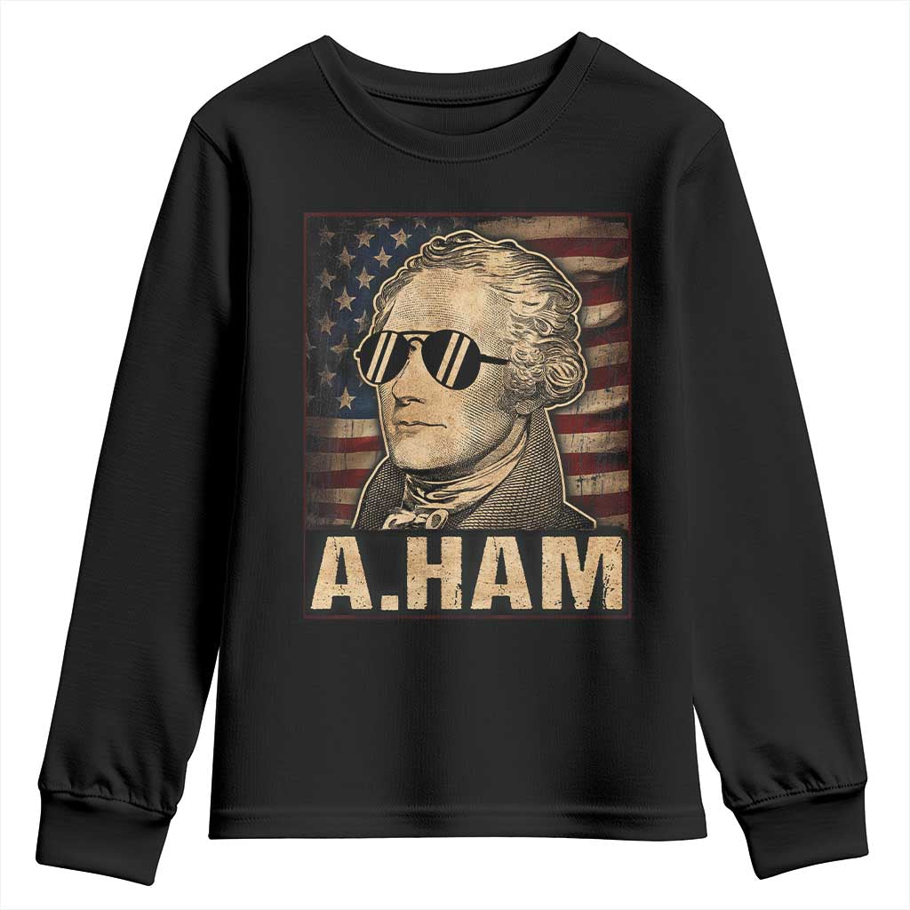 Alexander Hamilton Youth Sweatshirt Vintage American Flag - Wonder Print Shop