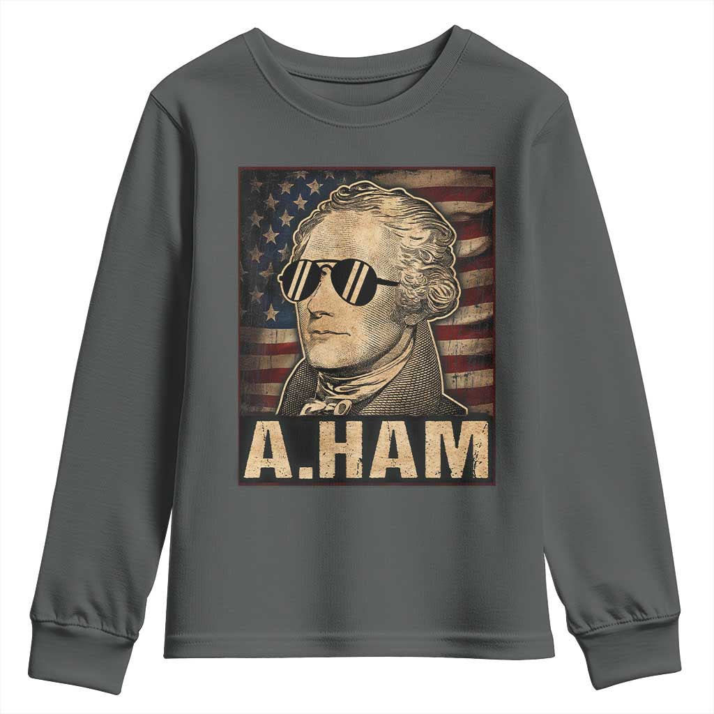 Alexander Hamilton Youth Sweatshirt Vintage American Flag - Wonder Print Shop