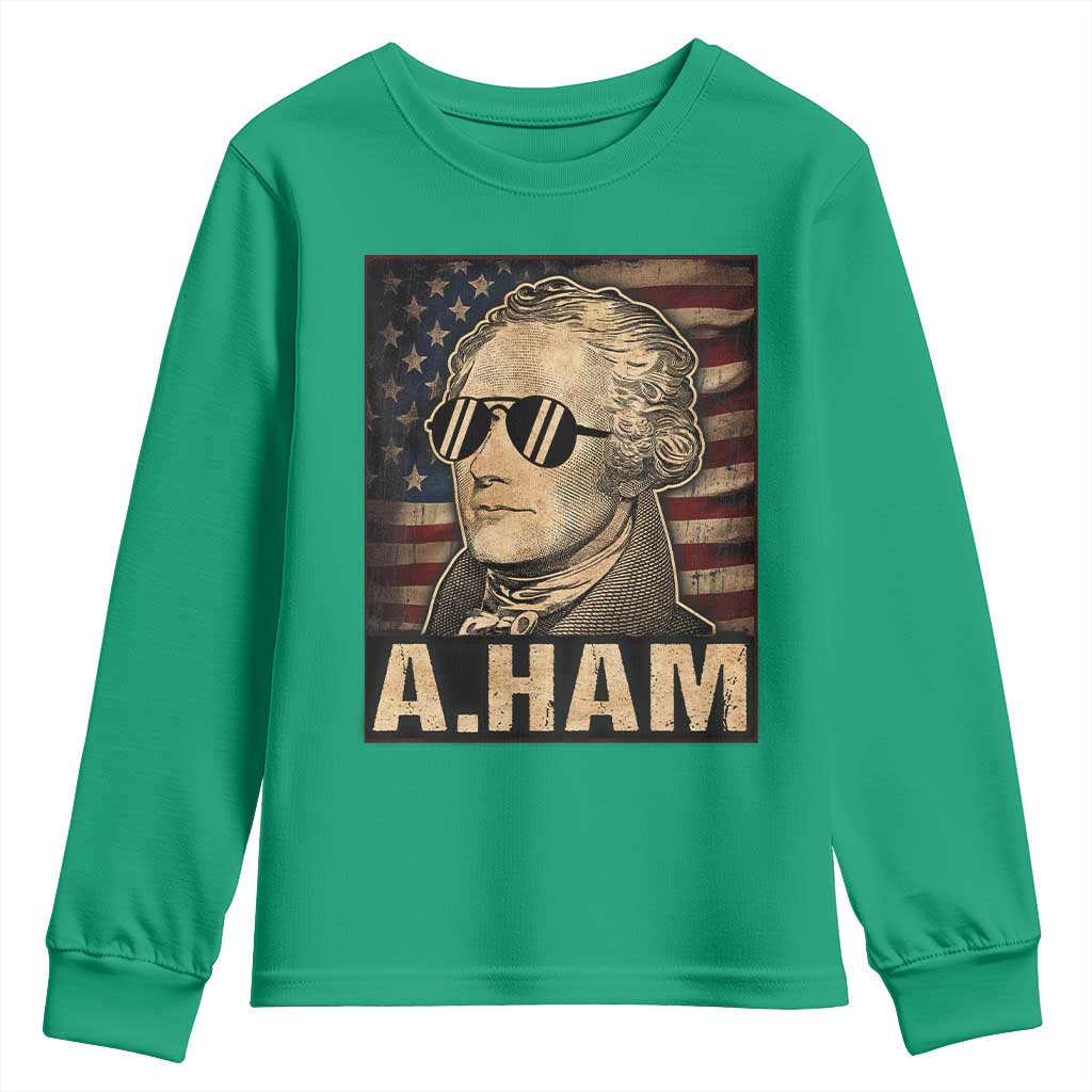 Alexander Hamilton Youth Sweatshirt Vintage American Flag - Wonder Print Shop