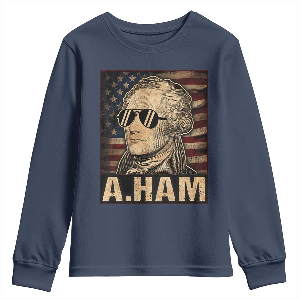 Alexander Hamilton Youth Sweatshirt Vintage American Flag - Wonder Print Shop