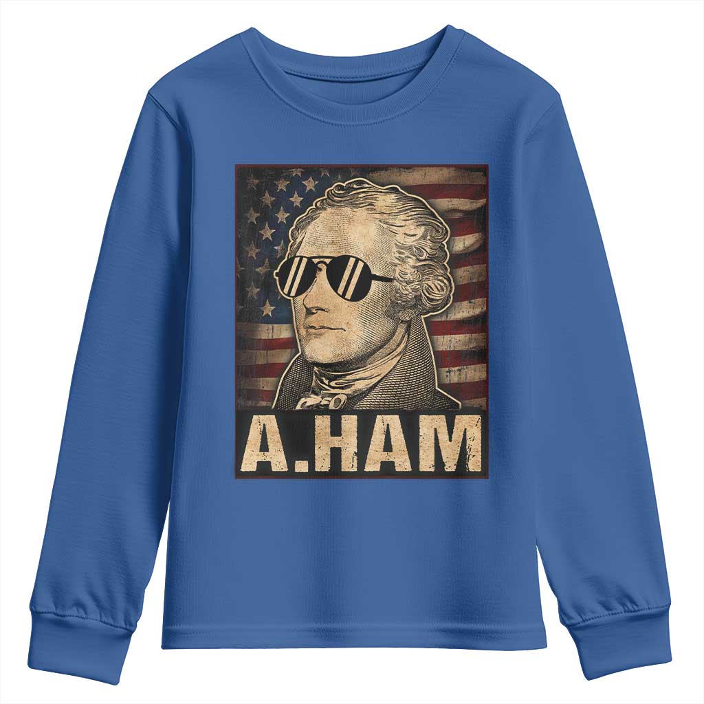Alexander Hamilton Youth Sweatshirt Vintage American Flag - Wonder Print Shop
