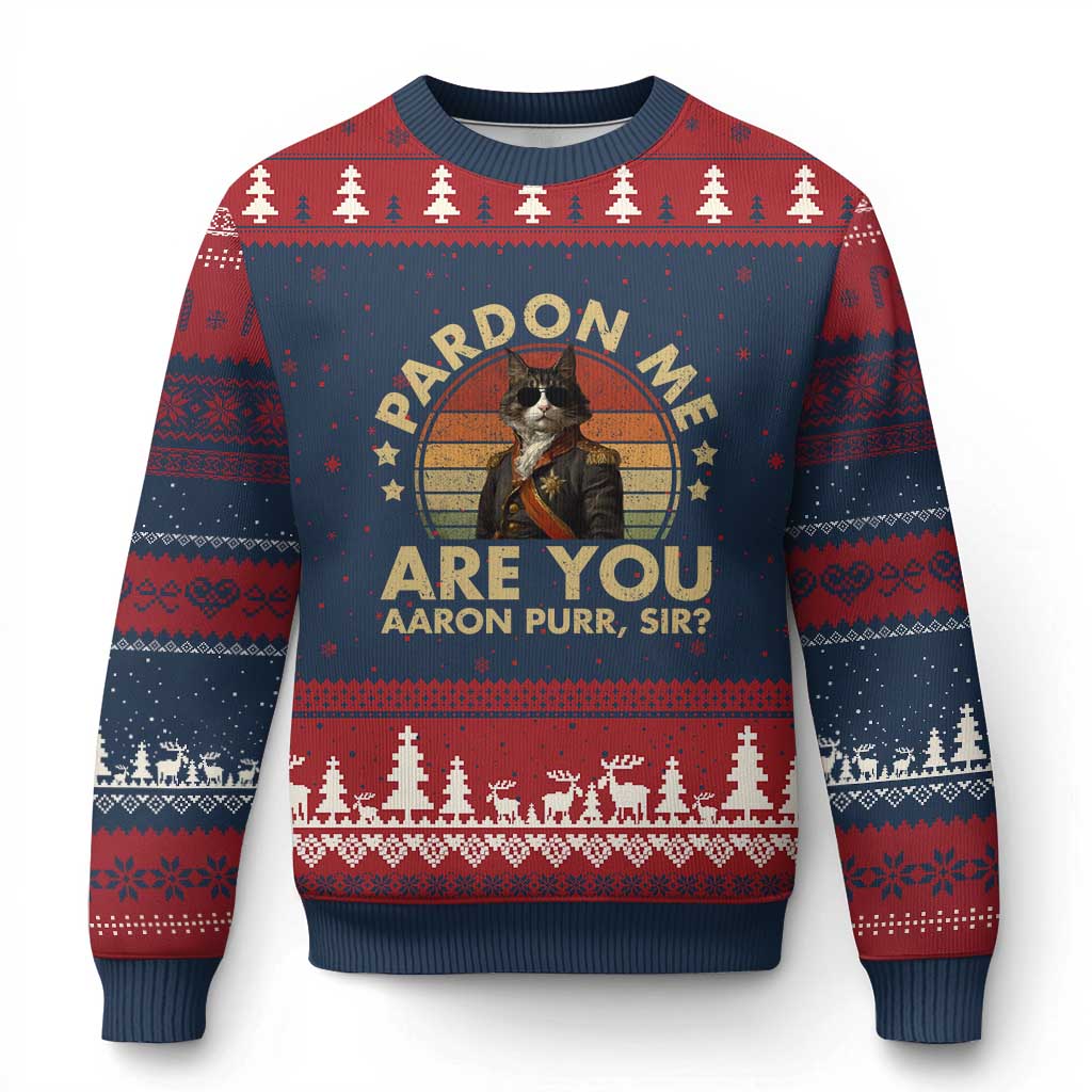 Alexander Hamilton Cat Ugly Christmas Sweater Funny Gifts For Fans Cat Lovers - Wonder Print Shop