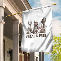 Feral & Free Raccoon Garden Flag Funny 4th of July Cowboy Meme Retro Independence Day - Wonder Print Shop