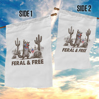 Feral & Free Raccoon Garden Flag Funny 4th of July Cowboy Meme Retro Independence Day - Wonder Print Shop