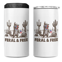 Feral & Free Raccoon 4 in 1 Can Cooler Tumbler Funny 4th of July Cowboy Meme Retro Independence Day - Wonder Print Shop