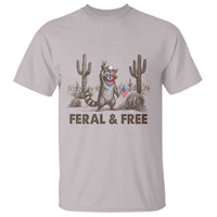 Feral & Free Raccoon T Shirt Funny 4th of July Cowboy Meme Retro Independence Day - Wonder Print Shop