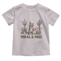 Feral & Free Raccoon Toddler T Shirt Funny 4th of July Cowboy Meme Retro Independence Day - Wonder Print Shop