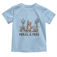Feral & Free Raccoon Toddler T Shirt Funny 4th of July Cowboy Meme Retro Independence Day - Wonder Print Shop