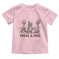 Feral & Free Raccoon Toddler T Shirt Funny 4th of July Cowboy Meme Retro Independence Day - Wonder Print Shop