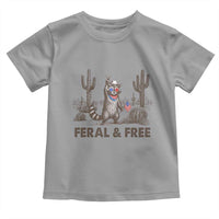 Feral & Free Raccoon Toddler T Shirt Funny 4th of July Cowboy Meme Retro Independence Day - Wonder Print Shop