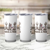 Feral & Free Raccoon Tumbler Cup Funny 4th of July Cowboy Meme Retro Independence Day - Wonder Print Shop