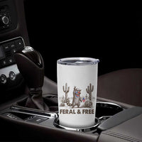 Feral & Free Raccoon Tumbler Cup Funny 4th of July Cowboy Meme Retro Independence Day - Wonder Print Shop