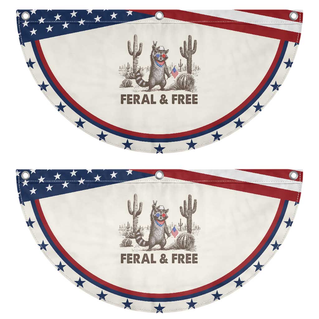 Feral & Free Raccoon Patriotic Fan Flag Funny 4th of July Cowboy Meme Retro Independence Day