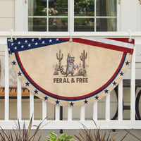 Feral & Free Raccoon Patriotic Fan Flag Funny 4th of July Cowboy Meme Retro Independence Day