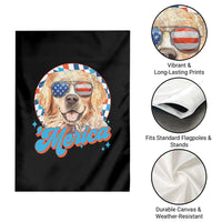 Funny Golden Retriever Merica Garden Flag 4th of July Dog Mom Dad Patriotic USA Retro 90s - Wonder Print Shop