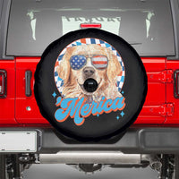 Funny Golden Retriever Merica Spare Tire Cover 4th of July Dog Mom Dad Patriotic USA Retro 90s - Wonder Print Shop
