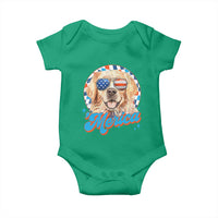 Funny Golden Retriever Merica Baby Onesie 4th of July Dog Mom Dad Patriotic USA Retro 90s - Wonder Print Shop