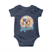 Funny Golden Retriever Merica Baby Onesie 4th of July Dog Mom Dad Patriotic USA Retro 90s - Wonder Print Shop