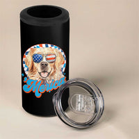 Funny Golden Retriever Merica 4 in 1 Can Cooler Tumbler 4th of July Dog Mom Dad Patriotic USA Retro 90s - Wonder Print Shop