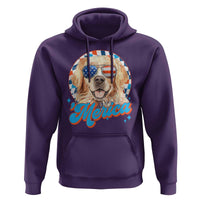 Funny Golden Retriever Merica Hoodie 4th of July Dog Mom Dad Patriotic USA Retro 90s - Wonder Print Shop