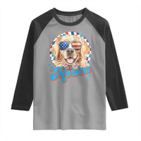Funny Golden Retriever Merica Raglan Shirt 4th of July Dog Mom Dad Patriotic USA Retro 90s - Wonder Print Shop