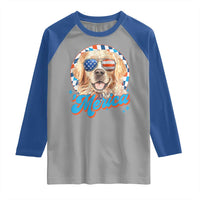 Funny Golden Retriever Merica Raglan Shirt 4th of July Dog Mom Dad Patriotic USA Retro 90s - Wonder Print Shop