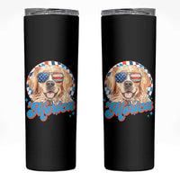Funny Golden Retriever Merica Skinny Tumbler 4th of July Dog Mom Dad Patriotic USA Retro 90s - Wonder Print Shop